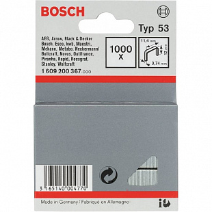 Скобы металлические Bosch тип 53 12/11.4 1000 шт 1 609 200 367