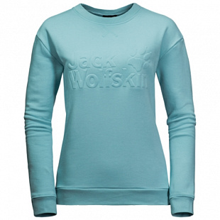 Пуловер женский Jack Wolfskin Logo Sweatshirt W aqua