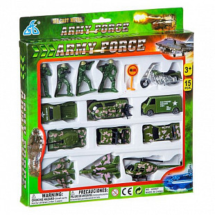 Набор металлических машин Shenzhen Toys военной техники и солдатиков 420927 (15шт)