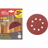 Шлифлист для дерева самозакрепляющийся Wortex 12,5 см Р240 (5 штук) WSD11240E519