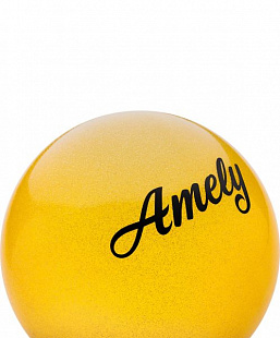 Мяч для художественной гимнастики Amely с блестками AGB-102 15 см yellow