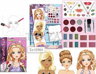 Альбом для рисования Tukzar с косметикой и наклейками Юный визажист NEW TZ 15503