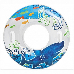 Надувной круг с ручками Intex Transparent Tubes 58263NP 97 см dolphin