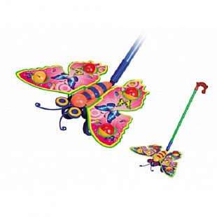 Каталка с ручкой Рыжий Кот Красивая бабочка И-1981