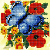 Алмазная мозаика Рыжий Кот Яркая бабочка на цветах ASN003