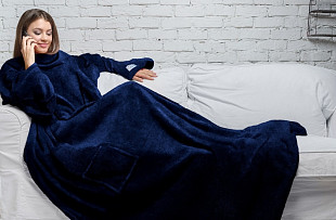 Плед с рукавами Sleepy Original New Year Dark Blue