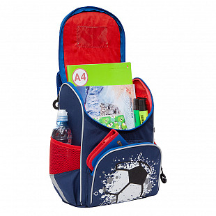 Рюкзак школьный с мешком GRIZZLY RAm-185-1 / blue/red