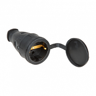 Розетка Юпитер 1-ая с заземлением брызгозащитная black РА16-005 JP7601-01