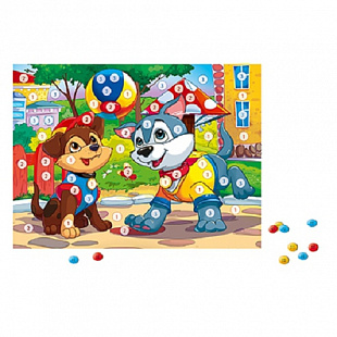 Мозаика Рыжий Кот Из пуговиц А5 Щенки М-7338