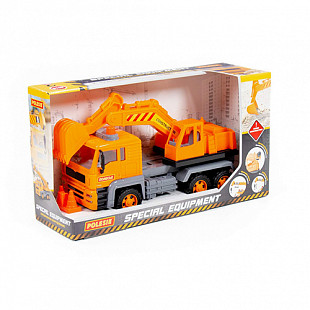 Машинка Полесье Алмаз автомобиль-экскаватор 88963 orange (в коробке)