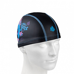 Шапочка для бассейна (плавания) детская Mad Wave Gas Detected Printed PU Coated black/blue