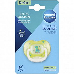 Пустышка Canpol babies Toys Силиконовая Симметричная 0-6 мес. (23/291) yellow