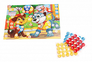 Мозаика Рыжий Кот Из пуговиц А5 Щенки М-7338