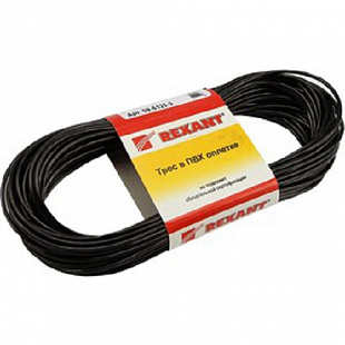 Трос стальной Rexant в ПВХ оплетке 2,5 мм х 20 м black 09-5125-3