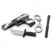 Набор оружия Shenzhen Toys Пистолет с прицелом, нож, дубинка, наручники 911