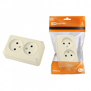 Розетка Tdm двойная 2П IP20 10А Ладога Ivory SQ1801-0018