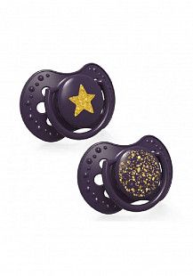 Пустышка силиконовая LOVI  Stardust симметричной формы, динамическая, 3-6 мес., 2шт. (22/893_violet)