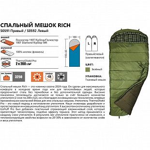 Спальный мешок BTrace Rich (S0591) Правый