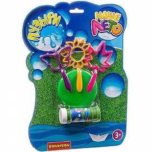 Набор Bondibon мыльные пузыри 55 мл с рамками и тарелкой-фрисби "Наше Лето" ВВ2801