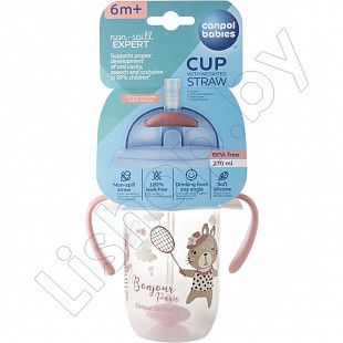 Поильник непроливающий Canpol babies Bonjur Paris с трубочкой и утяжелителем 270 мл 6+ (56/607_red)