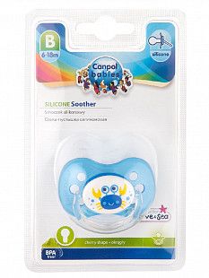 Пустышка силиконовая круглая 6-18 мес. Canpol babies Love&Sea (22/435) blue