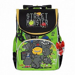 Рюкзак школьный GRIZZLY RA-972-5 /2 black/light green