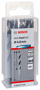 Сверло по металлу Bosch PointTeQ д 4,8 мм ц/х ГОСТ 10902-77