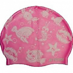 Шапочка для плавания Atemi детская pink морская фауна PSC309
