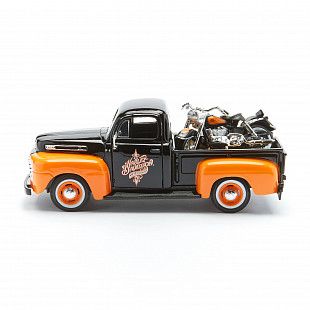 Масштабная модель автомобиля Maisto HD Форд F-1 Пикап (1948) с мотоциклом (32180) orange