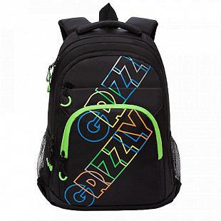 Рюкзак школьный GRIZZLY RU-136-2 /1 black/light green