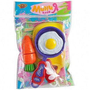 Набор YAKO посуды с продуктами в нарезку МиниМаниЯ  М6016 blue