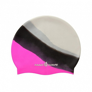 Шапочка для бассейна (плавания) взрослая Mad Wave Multi Adult black/pink/gray