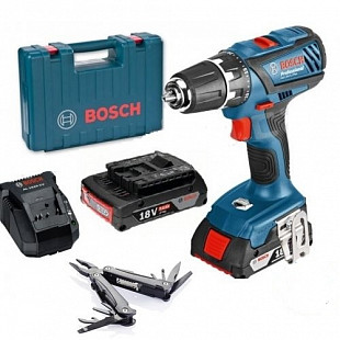 Аккумуляторная дрель-шуруповерт Bosch GSR 18-2-LI Plus + мультитул Swiss Peak 0615990K9S