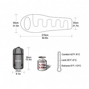 Спальный мешок KingCamp TRECK 300 3131 (правый) gray
