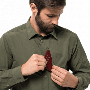 Рубашка мужская Jack Wolfskin Lakeside Roll-Up Shirt M woodland green