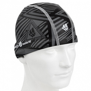 Шапочка для бассейна (плавания) взрослая Mad Wave PU Coated Stripes black
