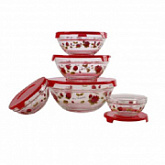 Набор стеклянных салатниц с крышками Irit GLSA-5-004 red