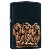 Зажигалка Zippo Three Monkeys 29409 black matte