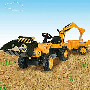Педальный трактор-экскаватор Smoby с прицепом 033385