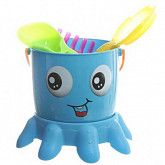 Набор для песка Shenzhen Toys с ведром и формочками, 8 предметов, в сетке 066B blue