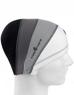 Шапочка для бассейна (плавания) взрослая Mad Wave Long Hairs Adult Lycra gray/white