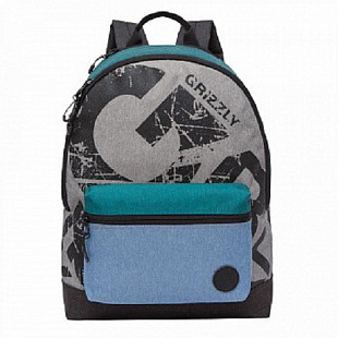 Городской рюкзак GRIZZLY RX-022-1 /1 grey/green/jeans