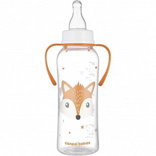 Бутылочка для кормления Canpol babies CUTE ANIMALS с ручками и узким горлышком 250 мл., 12 мес.+ (11/845) orange new
