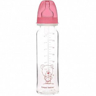 Стеклянная бутылочка для кормления Canpol babies NIGHT DREAMS с узким горлышком 240 мл., 12 мес.+ (42/101) pink