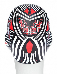 Шапочка для бассейна (плавания) взрослая Mad Wave Silicone Printed Stripes red