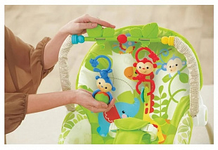 Детский шезлонг-качалка Fisher Price Веселые обезьянки из тропического леса CBF52 