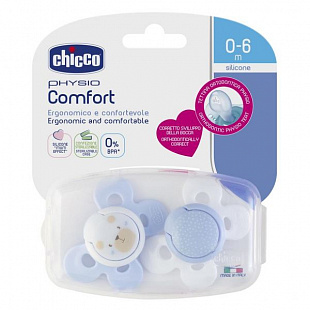 Пустышка силиконовая Chicco Physio Comfort 0-6 мес 2 шт 00074931210000