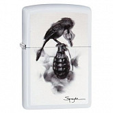 Зажигалка Zippo Spazuk Grenade with Bird 29645 white matte