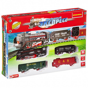 Железная дорога Bondibon  "Восточный экспресс" локомотив с тремя вагонами, свет