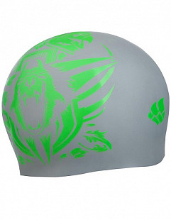 Шапочка для бассейна (плавания) взрослая Mad Wave Reverse Tiger red/green